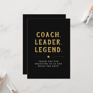 Coach Leader Legend Gold Typography Card