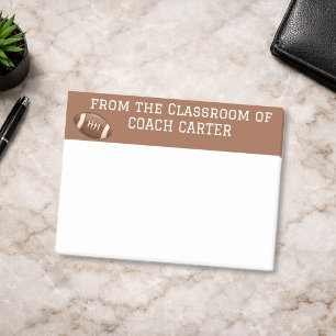 Coach Name Classroom, Football, Brown Border Post-it Notes