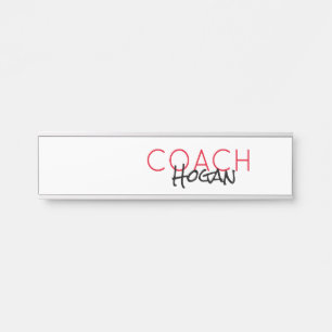 COACH NAME custom text red black Sports Modern Door Sign