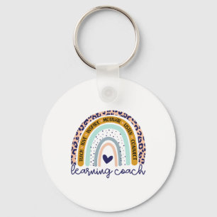 Coach Rainbow Leopard Print Learning Teacher Key Ring
