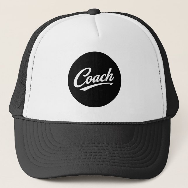 Coach Script Trucker Hat Sports Coach Gift Style (Front)