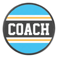 COACH Sky Blue Black White Yellow Hockey Stripes