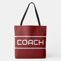 COACH Sporty Fun White Text Stripes On Vintage Red