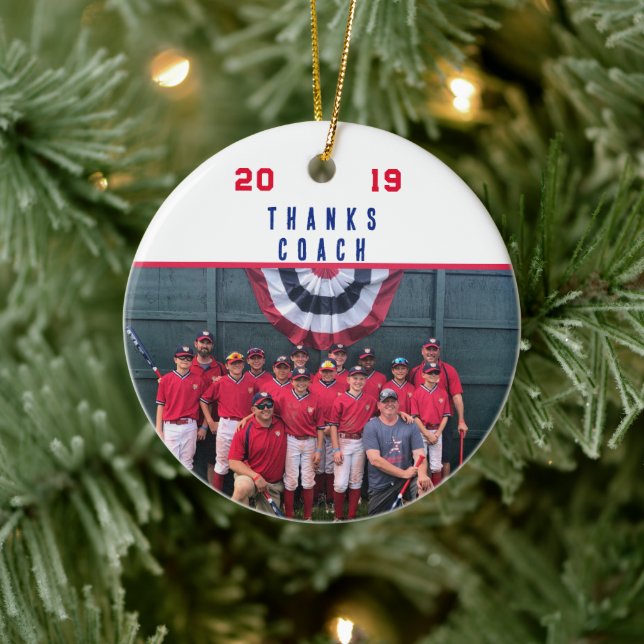 Coach Thank You – Cooperstown Gift Team Photo Ceramic Tree Decoration (Tree)