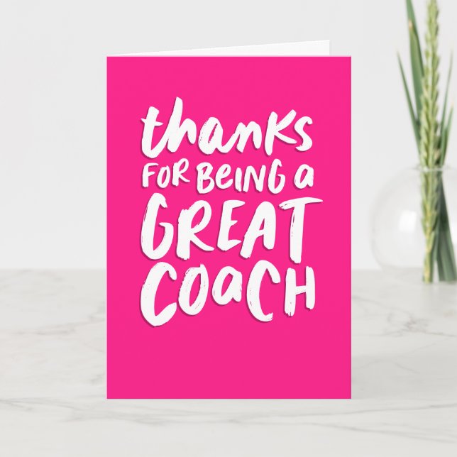 Coach thank you fun pink handlettered card (Front)