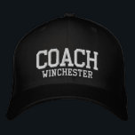 Coach white personalised custom name text sports embroidered hat<br><div class="desc">Coach black and white personalised custom name text sports Embroidered Baseball Cap. Available in many colours and options.
with fully customisable text.</div>