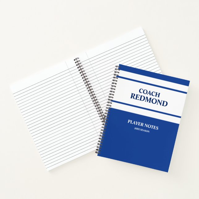 Coaching Royal Blue and White Notebook (Inside)