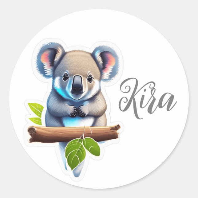 Coal bear on bamboo classic round sticker (Front)