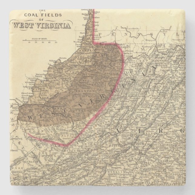 Coal fields in West Virginia Stone Coaster (Front)
