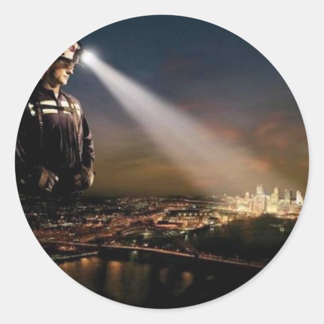 COAL KEEPS OUR LIGHTS ON CLASSIC ROUND STICKER (Front)