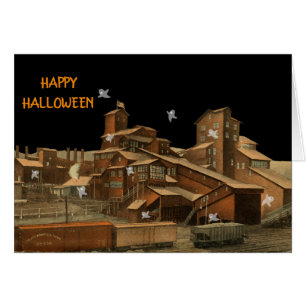 COAL MINE HALLOWEEN GHOSTS AMERICAN FLAG TRAIN CAR
