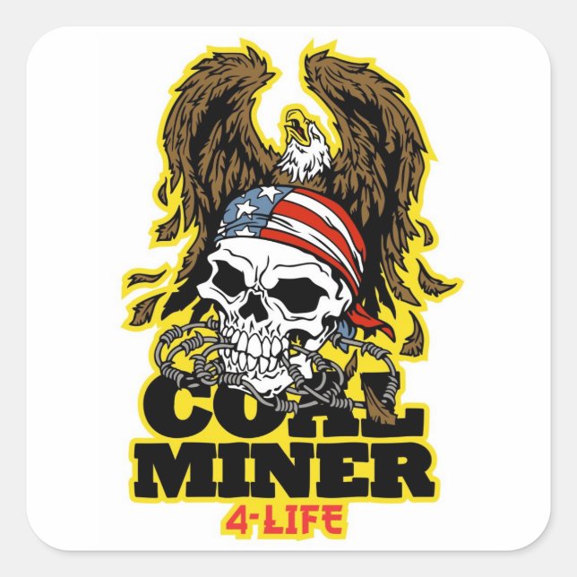 COAL MINER 4-LIFE TATTOO SQUARE STICKER (Front)