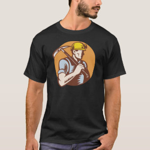 Coal miner at work with pick axe T-Shirt