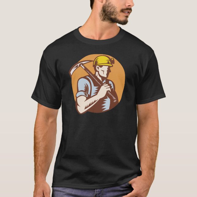 Coal miner at work with pick axe T-Shirt (Front)