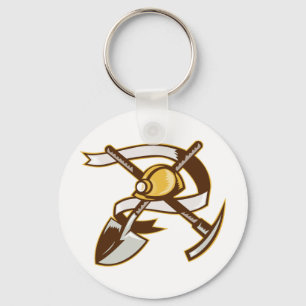 coal miner hardhat spade shovel pickax key ring