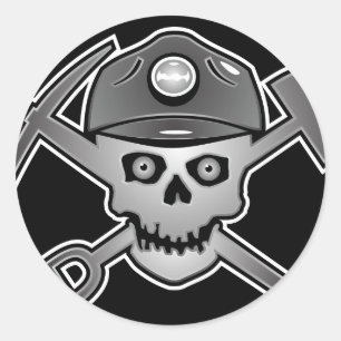 COAL MINER SKULL CLASSIC ROUND STICKER