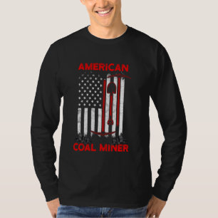 Coal Miner Us Flags Funny Mining Mine Worker T-Shirt