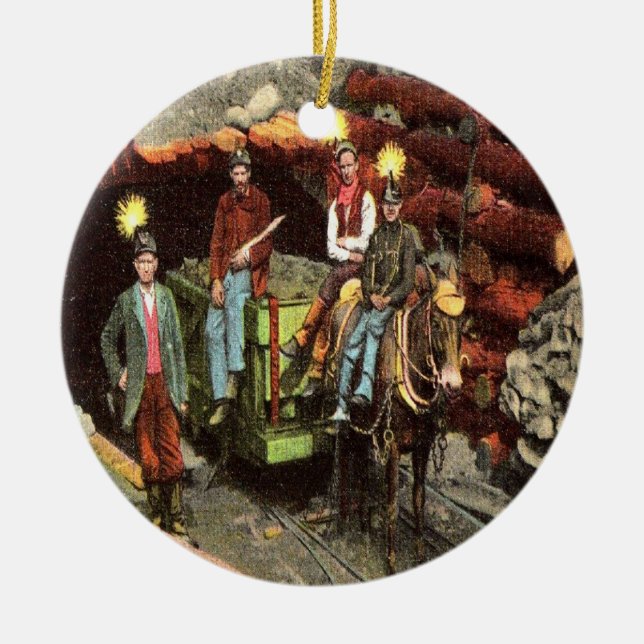 Coal Miners 1905 Ceramic Tree Decoration (Front)