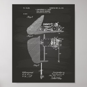 Coal Mining Machine 1903 Patent Art Chalkboard Poster