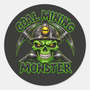COAL MINING MONSTER CLASSIC ROUND STICKER