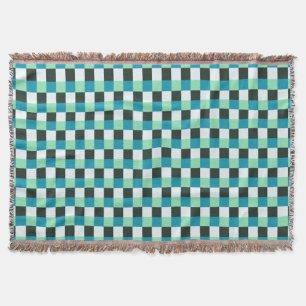Coal White Teal Green Blue Aqua Turquoise Plaid Throw Blanket