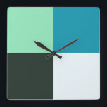 Coal White Teal Green Blue Aqua Turquoise Square Wall Clock<br><div class="desc">... ... ... ... ... ... ... .</div>