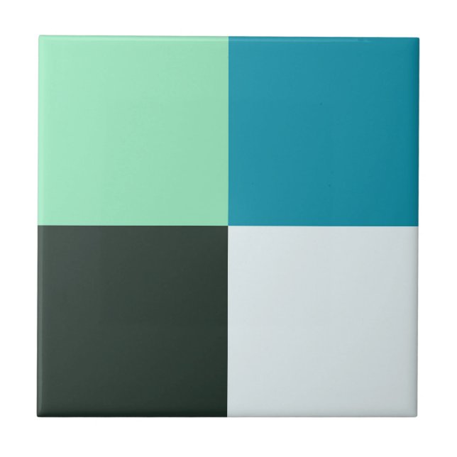 Coal White Teal Green Blue Aqua Turquoise Tile (Front)