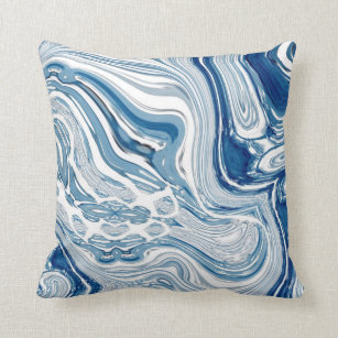 coast beach nautical waves watercolor blue swirls cushion