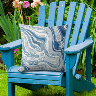 coast beach nautical waves watercolor blue swirls cushion