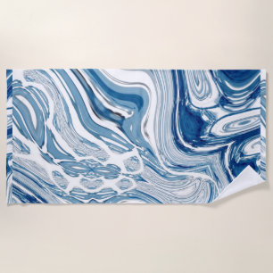coast beach nautical waves watercolor blue swirls towel