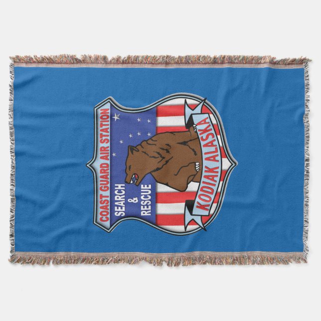 Coast Guard Air Station Kodiak Throw Blanket (Front)