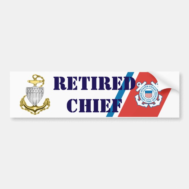 Coast Guard Chief Retired Bumper Sticker (Front)