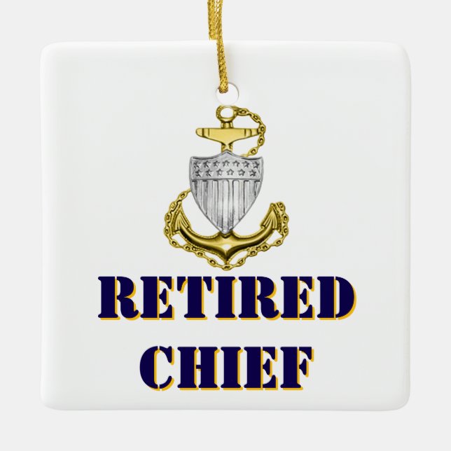 Coast Guard Chief Retired Ceramic Ornament (Front)