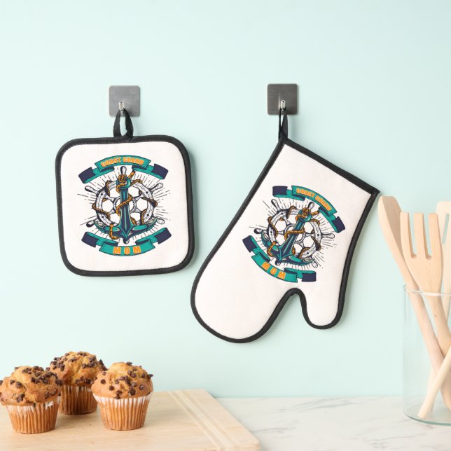 Coast Guard Mum Latte Mug Oven Mitt & Pot Holder Set (Insitu(Hanging))