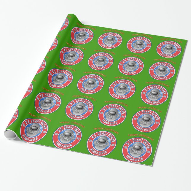 Coast Guard Scuba Diver Wrapping Paper (Unrolled)