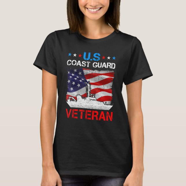 Coast Guard Veteran American Flag Vintage T-Shirt (Front)