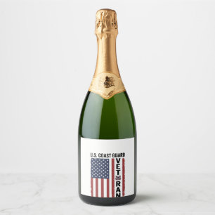 Coast Guard Veteran Flag Vintage Vector Design_1 Sparkling Wine Label
