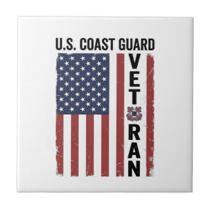 Coast Guard Veteran Flag Vintage Vector Design_1 Tile