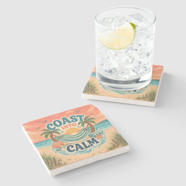 Coast Into Calm Stone Coaster (Side)