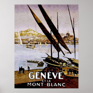 Coast of a Geneva lake, Switzerland Poster