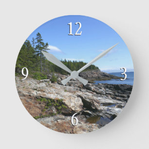 Coast of Bar Island at Acadia National Park Round Clock