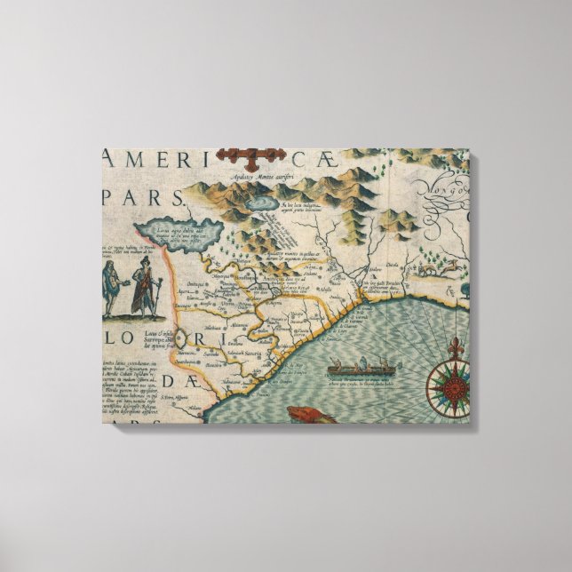 Coast of North Carolina, detail of the map titled Canvas Print (Front)