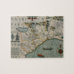 Coast of North Carolina, detail of the map titled Jigsaw Puzzle