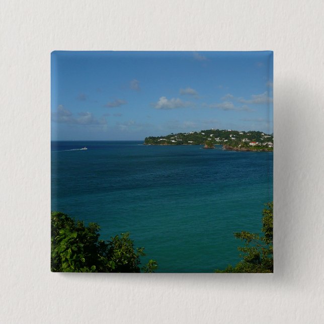 Coast of St. Lucia Caribbean Vacation Photo 15 Cm Square Badge (Front)