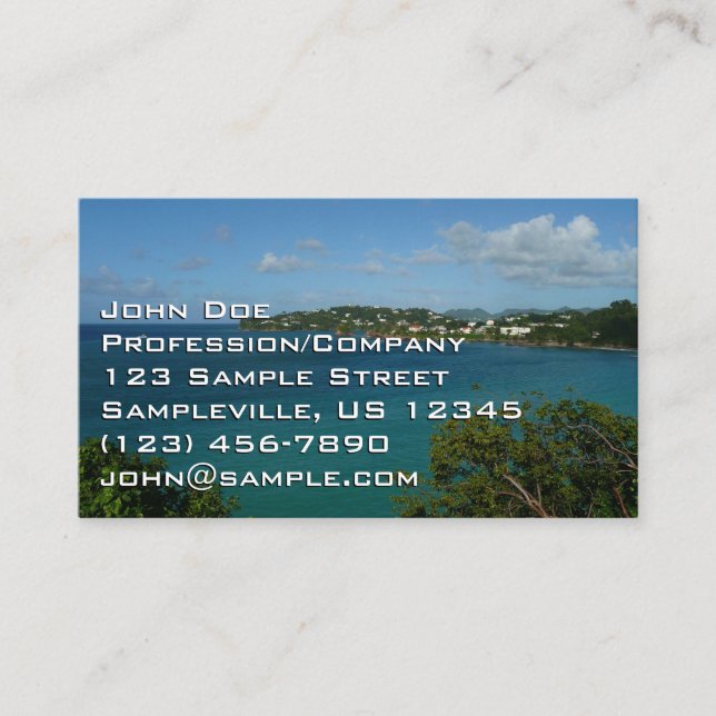 Coast of St. Lucia Caribbean Vacation Photo Business Card (Front)