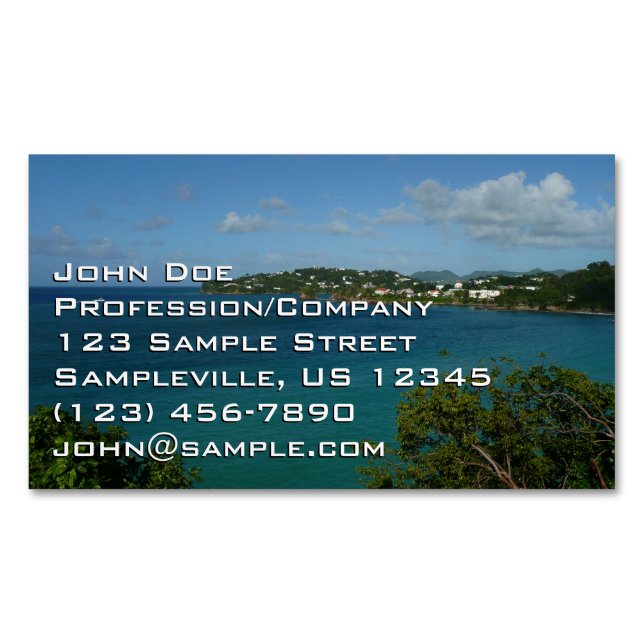 Coast of St. Lucia Caribbean Vacation Photo Magnetic Business Card (Front)