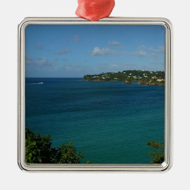 Coast of St. Lucia Caribbean Vacation Photo Metal Tree Decoration (Front)