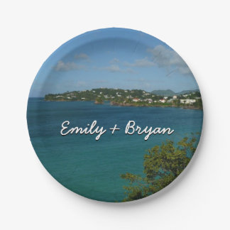 Coast of St. Lucia Caribbean Vacation Photo Paper Plate