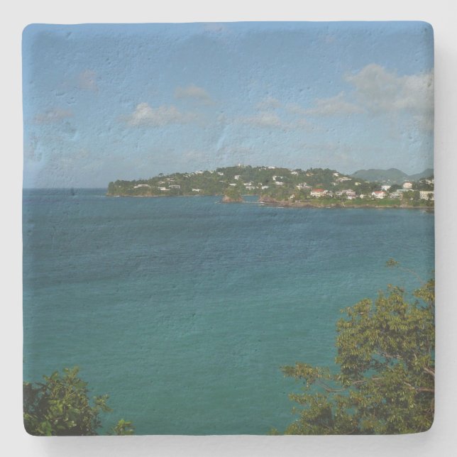 Coast of St. Lucia Caribbean Vacation Photo Stone Coaster (Front)