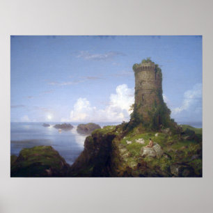 Coast Scene with Ruined Tower Poster